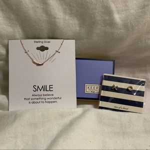 Rose gold necklace and earring set